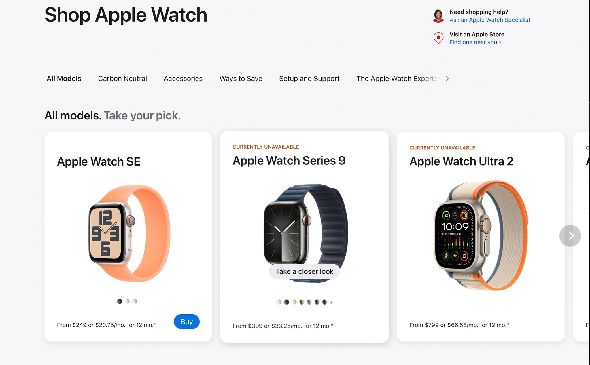 Apple đã chính thức ngừng bán Apple Watch S9 và Ultra 2 ở Apple Store tại Mỹ